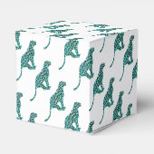 Leopard Schwarz und Aquamarin Geschenkschachtel (Rückseite)