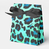 Leopard Schwarz und Aquamarin Geschenkschachtel (Vorderseite)