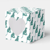 Leopard Schwarz und Aquamarin Geschenkschachtel (Vorderseite)