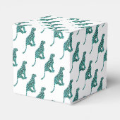Leopard Schwarz und Aquamarin Geschenkschachtel (Rückseite)