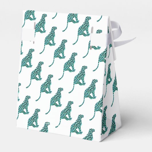 Leopard Schwarz und Aquamarin Geschenkschachtel (Rückseite)
