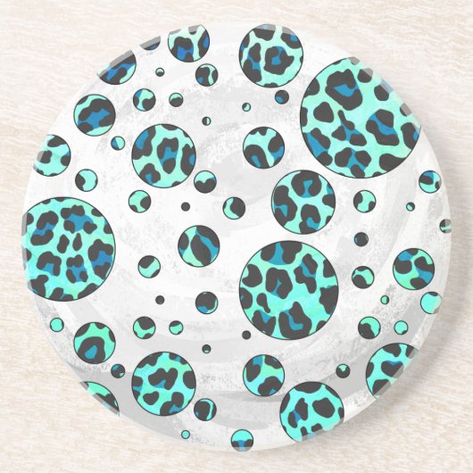Leopard Schwarz und Aquamarin Getränkeuntersetzer (Vorne)