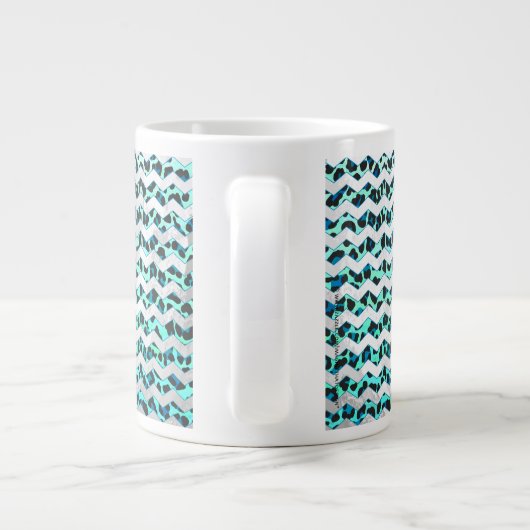 Leopard Schwarz und Aquamarin Jumbo-Tasse (Rückseite)