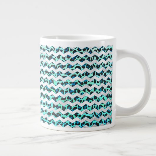 Leopard Schwarz und Aquamarin Jumbo-Tasse (Rechts)