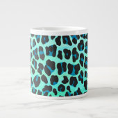 Leopard Schwarz und Aquamarin Jumbo-Tasse (Vorderseite)