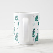 Leopard Schwarz und Aquamarin Jumbo-Tasse (Rückseite)