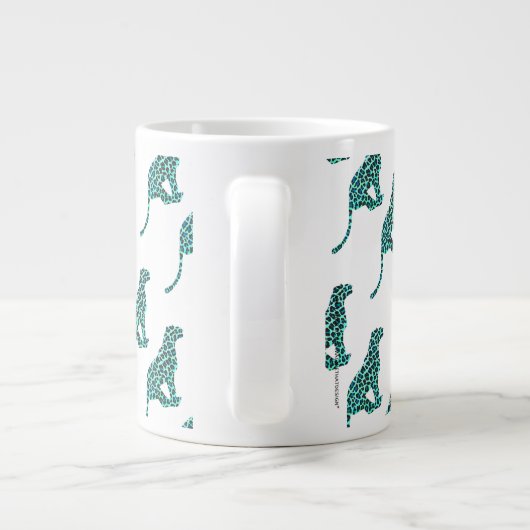Leopard Schwarz und Aquamarin Jumbo-Tasse (Rückseite)