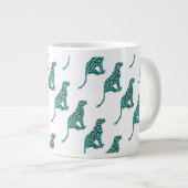 Leopard Schwarz und Aquamarin Jumbo-Tasse (Vorderseite Rechts)