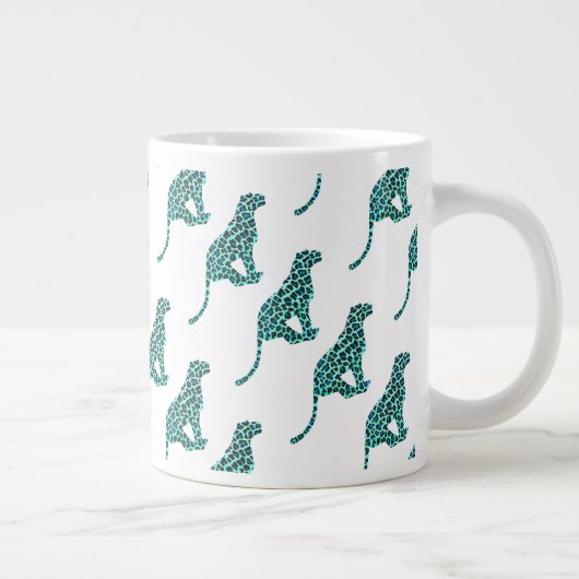 Leopard Schwarz und Aquamarin Jumbo-Tasse (Rechts)