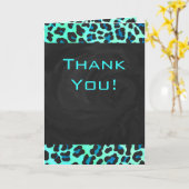 Leopard Schwarz und Aquamarin Karte (Gelbe Blume)