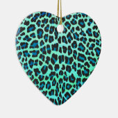 Leopard Schwarz und Aquamarin Keramik Ornament (Rechts)