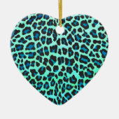 Leopard Schwarz und Aquamarin Keramik Ornament (Vorne)