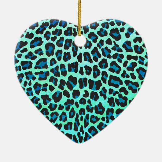 Leopard Schwarz und Aquamarin Keramik Ornament (Hinten)