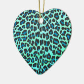 Leopard Schwarz und Aquamarin Keramik Ornament (Links)