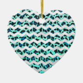 Leopard Schwarz und Aquamarin Keramik Ornament (Vorne)