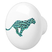 Leopard Schwarz und Aquamarin Keramikknauf (Rechts)