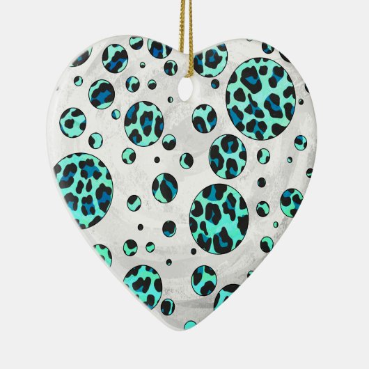 Leopard Schwarz und Aquamarin Keramikornament (Rechts)