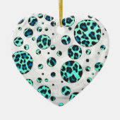 Leopard Schwarz und Aquamarin Keramikornament (Vorne)