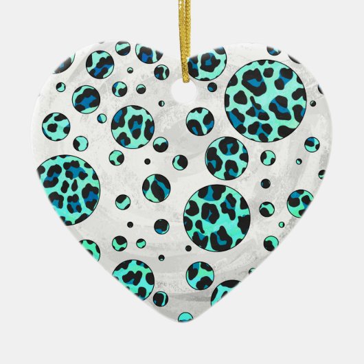 Leopard Schwarz und Aquamarin Keramikornament (Vorne)