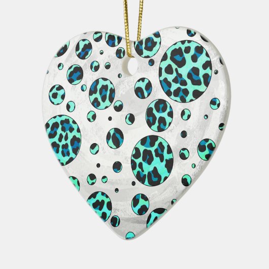 Leopard Schwarz und Aquamarin Keramikornament (Links)