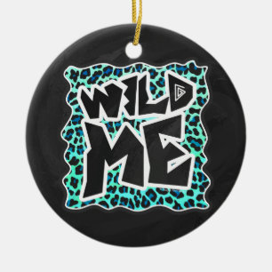 Leopard Schwarz und Aquamarin Keramikornament