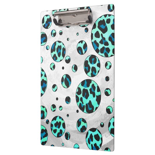 Leopard Schwarz und Aquamarin Klemmbrett (Links)