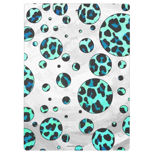 Leopard Schwarz und Aquamarin Klemmbrett (Rückseite)