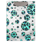 Leopard Schwarz und Aquamarin Klemmbrett (Vorderseite)