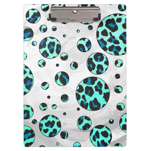 Leopard Schwarz und Aquamarin Klemmbrett (Vorderseite)