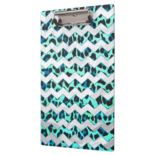 Leopard Schwarz und Aquamarin Klemmbrett (Links)