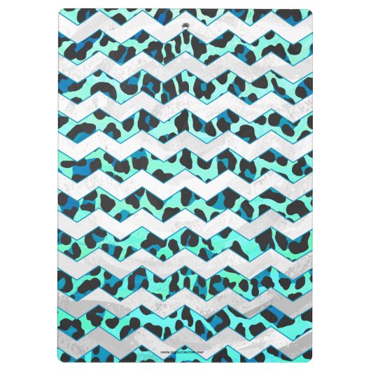 Leopard Schwarz und Aquamarin Klemmbrett (Rückseite)