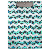 Leopard Schwarz und Aquamarin Klemmbrett (Vorderseite)