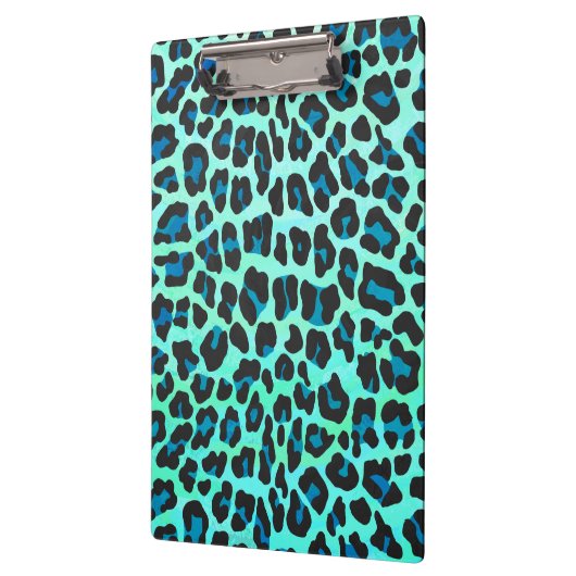 Leopard Schwarz und Aquamarin Klemmbrett (Links)