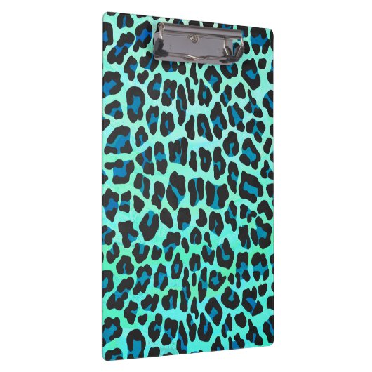 Leopard Schwarz und Aquamarin Klemmbrett (Rechts)