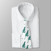 Leopard Schwarz und Aquamarin Krawatte (Gebunden)