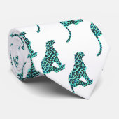 Leopard Schwarz und Aquamarin Krawatte (Gerollt)