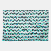 Leopard Schwarz und Aquamarin Küchentuch (Horizontal)