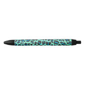 Leopard Schwarz und Aquamarin Kugelschreiber (Vorderseite)