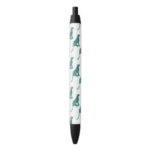 Leopard Schwarz und Aquamarin Kugelschreiber
