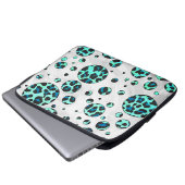 Leopard Schwarz und Aquamarin Laptopschutzhülle (Vorne Knopf)
