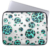 Leopard Schwarz und Aquamarin Laptopschutzhülle (Vorderseite)