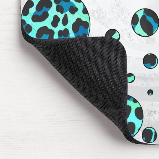 Leopard Schwarz und Aquamarin Mousepad (Ecke)