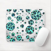Leopard Schwarz und Aquamarin Mousepad (Mit Mouse)
