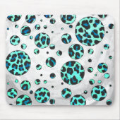 Leopard Schwarz und Aquamarin Mousepad (Vorne)