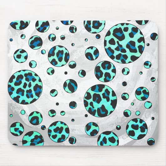 Leopard Schwarz und Aquamarin Mousepad (Vorne)