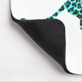 Leopard Schwarz und Aquamarin Mousepad (Ecke)