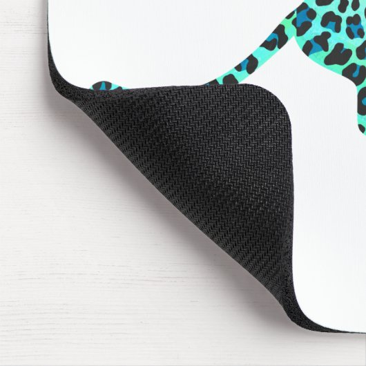 Leopard Schwarz und Aquamarin Mousepad (Ecke)