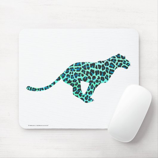 Leopard Schwarz und Aquamarin Mousepad (Mit Mouse)