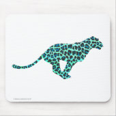 Leopard Schwarz und Aquamarin Mousepad (Vorne)