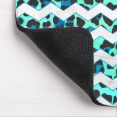 Leopard Schwarz und Aquamarin Mousepad (Ecke)